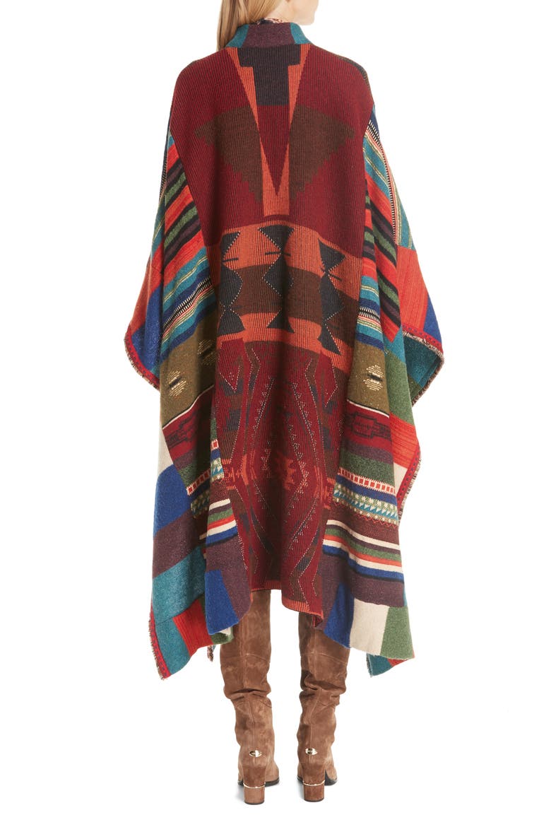 Wool Blend Poncho, Alternate, color, BURGUNDY