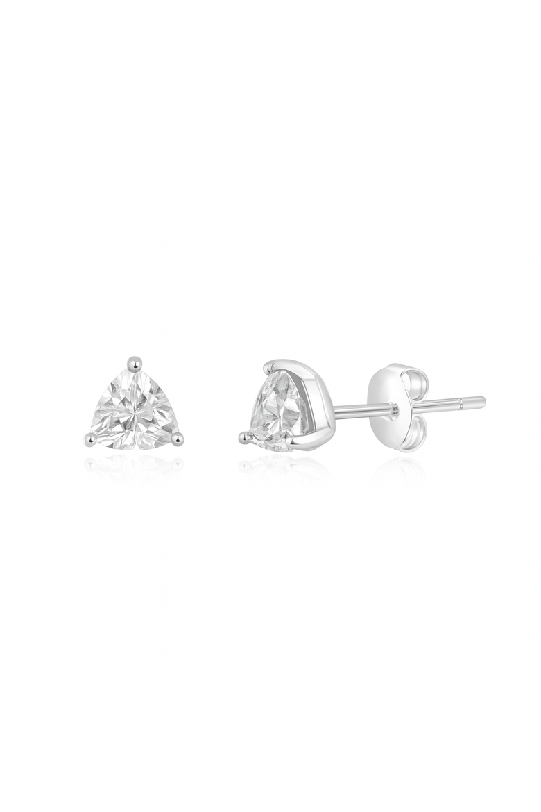 Sterling Silver Trillion Cut Earrings Set, Alternate, color, Silver