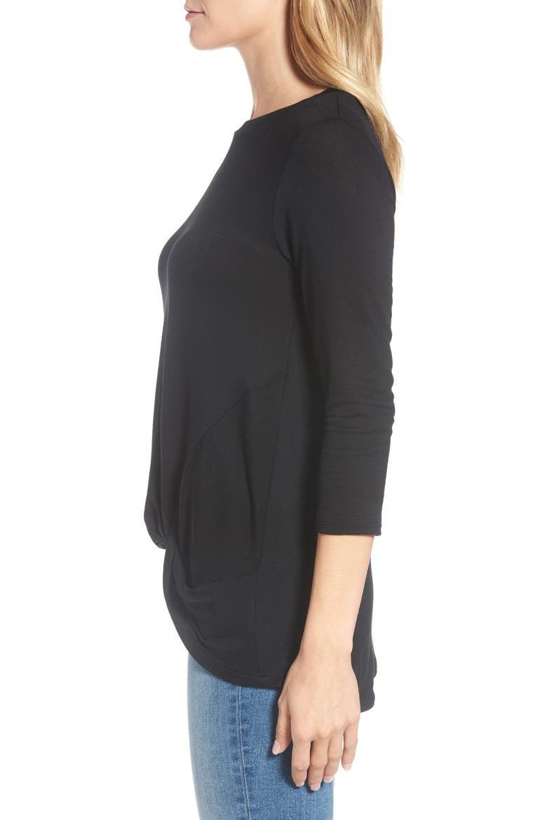Lightweight Twist Hem Top, Alternate, color, BLACK