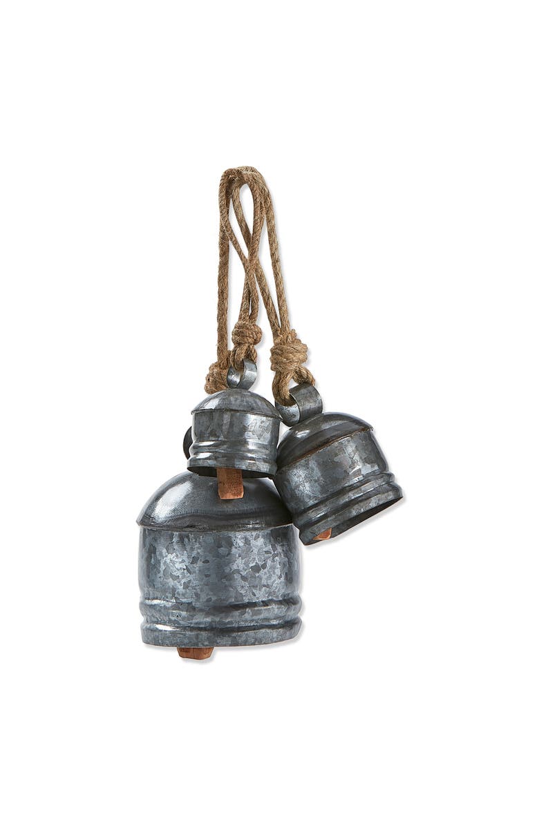 tag Set of 3 Classic Artisan Silver Decorative Bells for Holidays, Main, color, Gray