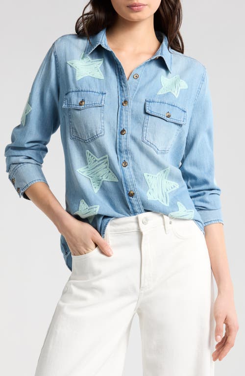 Billy T Star Embroidered Denim Button-Up Shirt 