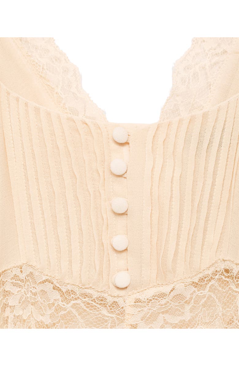 MANGO Lace Trim Midi Dress, Alternate, color, Pastel Green