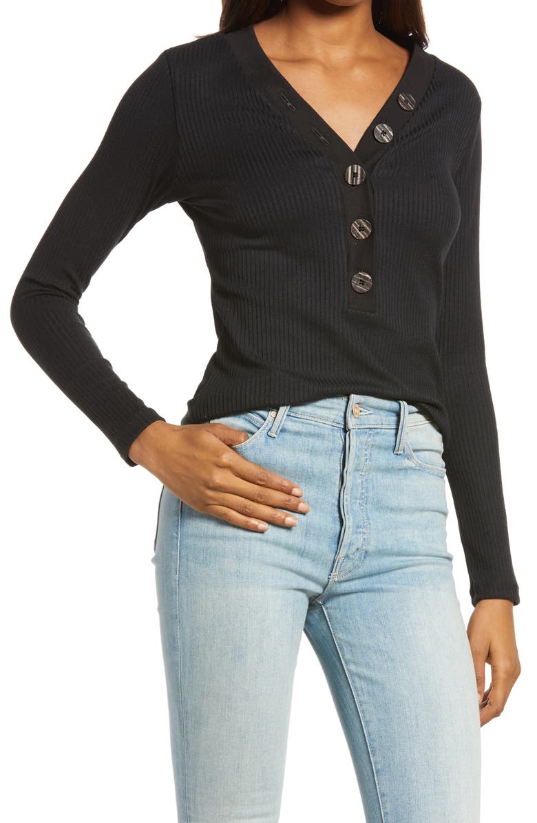 ASKK NY Ribbed Henley Top, Main, color, 
