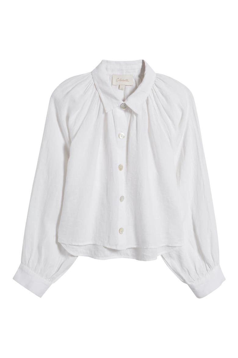 Negara Linen Button-Up Shirt, Alternate, color, WHITE