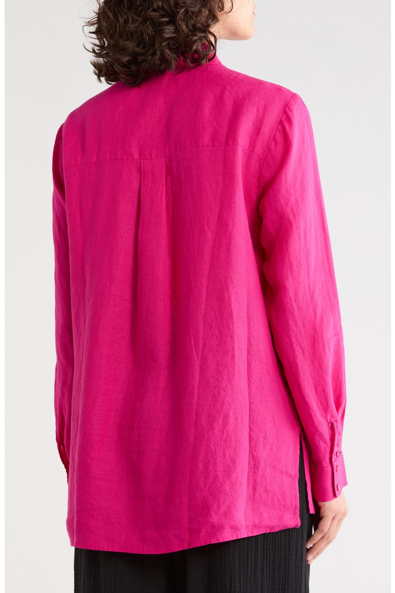 Classic Collar Organic Linen Button-Up Shirt, Alternate, color, FUCHSIA