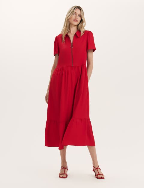 Orion Zip Front Midi Shirt Dress