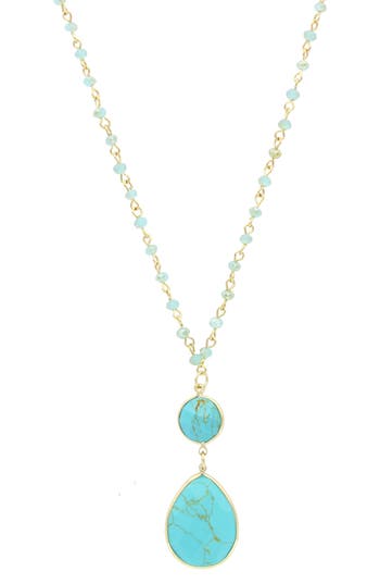Olivia Welles Mia Droplet Y-necklace In Blue