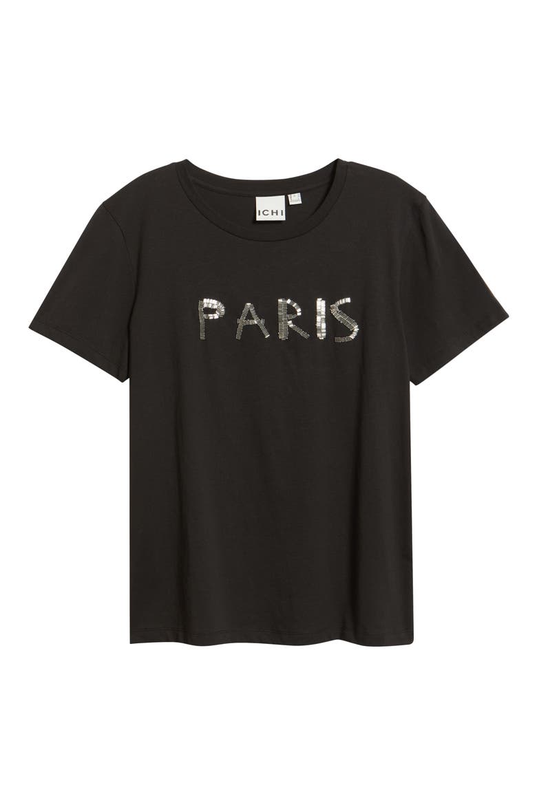 Ihcamino Paris Beaded T-Shirt, Alternate, color, BLACK