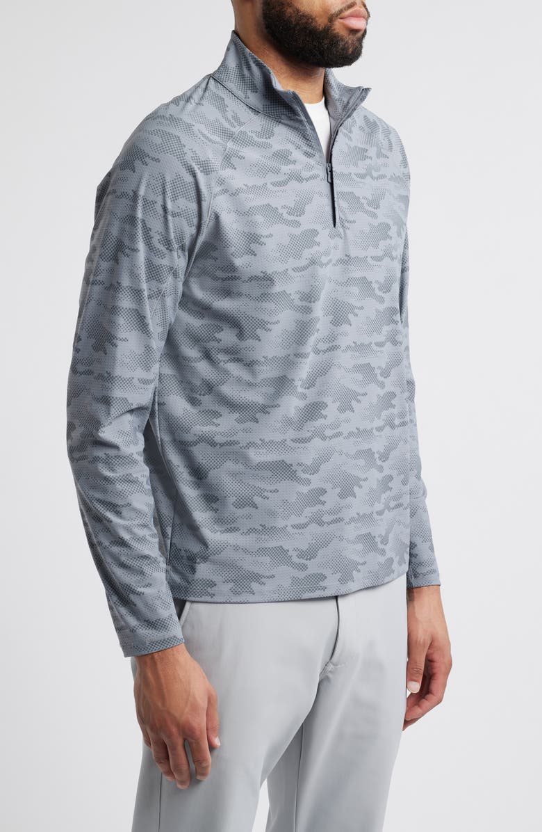 johnnie-O Talbert Waffle Camo Print Quarter Zip Pullover, Alternate, color, Thunder