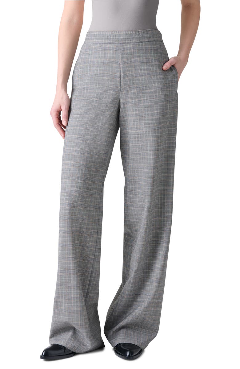 Akris Filibert Prince of Wales Plaid Virgin Wool Pants, Main, color, Black-Terra
