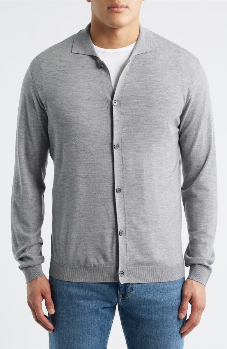 Peter Millar Crown Crafted Merino Wool Cardigan, Alternate, color, Gale Grey