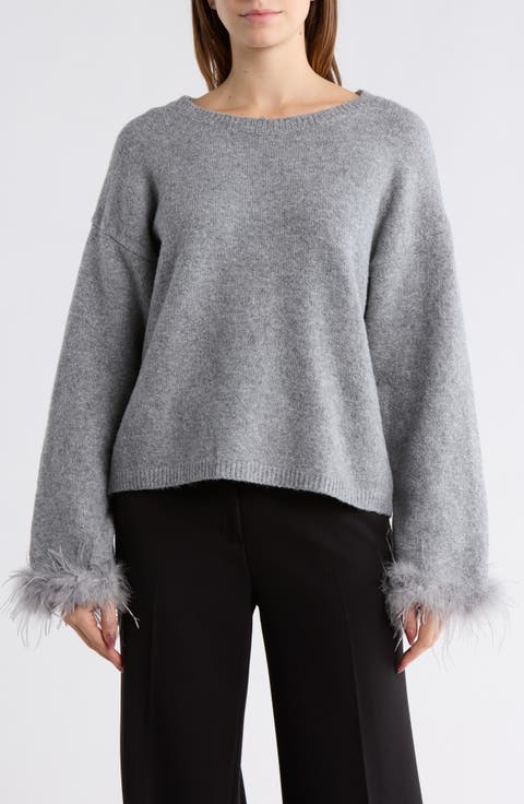 Feather Trim Sweater