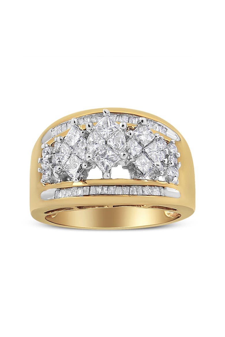 10K Gold 1 1/2 Cttw Pear Shaped 3 Stone Style Diamond Ring Band, Main, color, Yellow