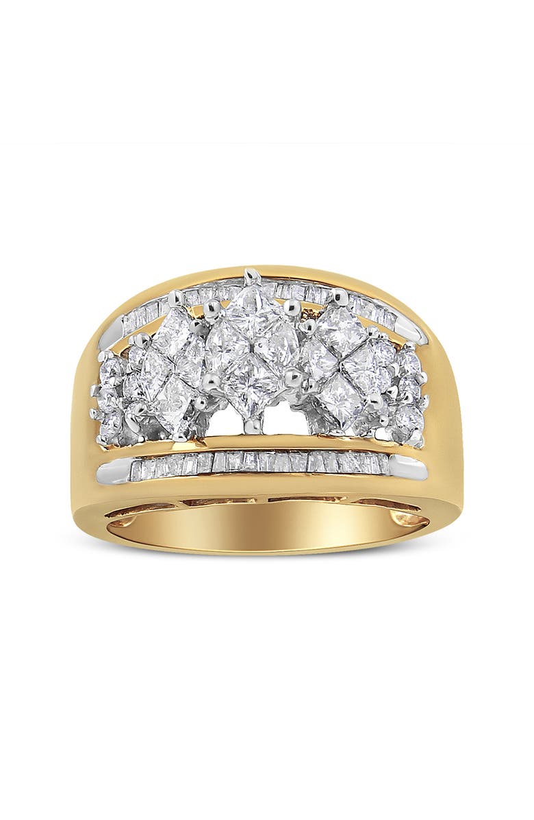 Haus of Brilliance 10K Gold 1 1/2 Cttw Pear Shaped 3 Stone Style Diamond Ring Band, Main, color, Yellow
