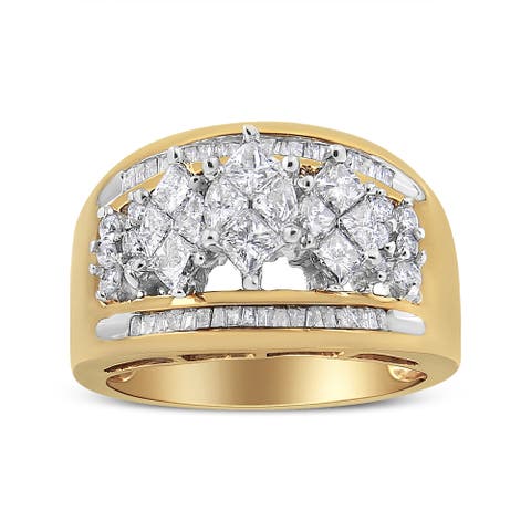 10K Gold 1 1/2 Cttw Pear Shaped 3 Stone Style Diamond Ring Band