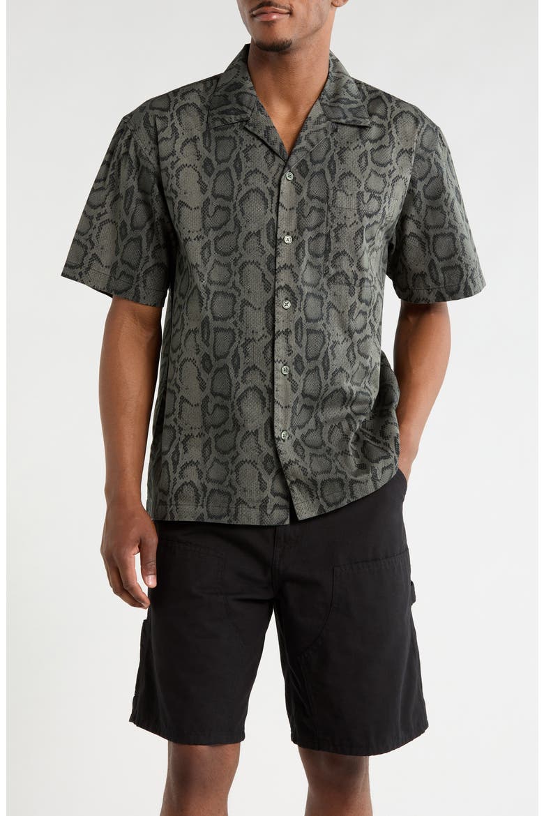Snake Camo Cotton Twill Camp Shirt, Main, color, SNAKE LEAF (GARMENT)