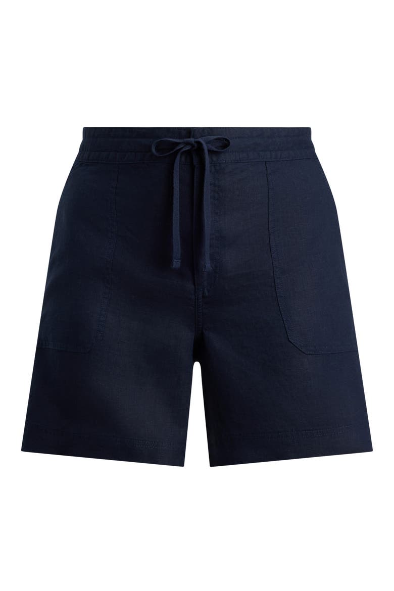 Linen Drawstring Shorts, Alternate, color, LAUREN NAVY BLUE