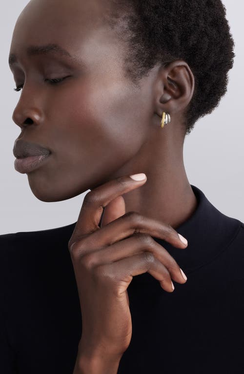 Lagos Two Tone Caviar Lux Three Ring Hoop Earrings In Two-tone