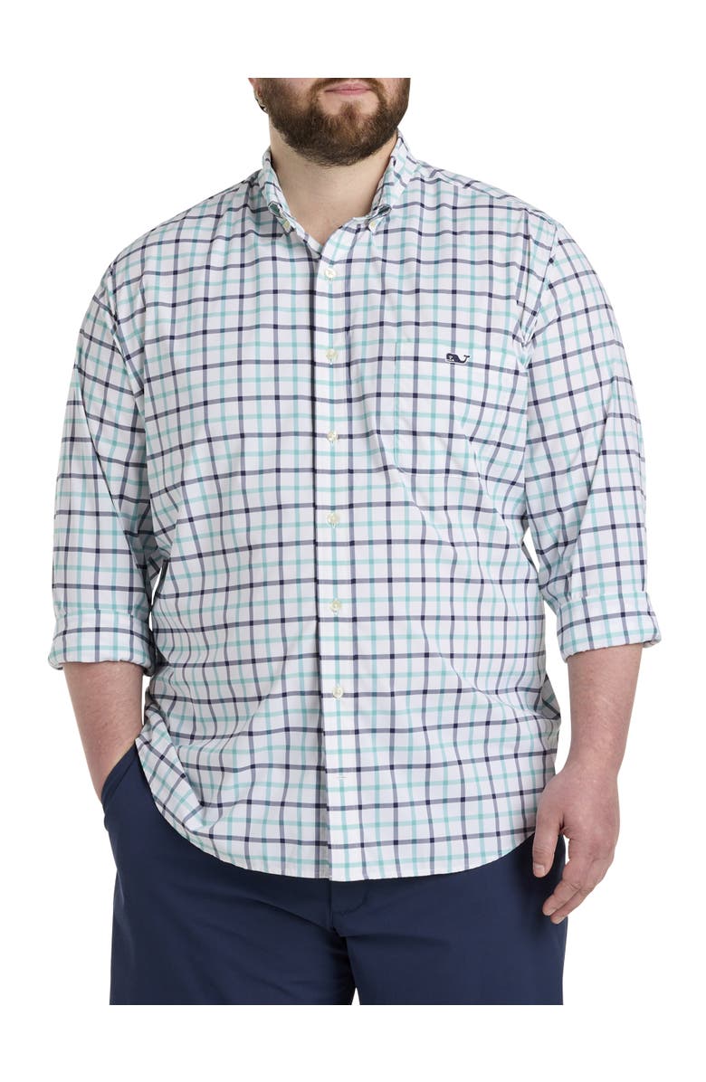 vineyard vines Big & Tall On-The-Go Check Sport Shirt, Main, color, Lagoon Tide