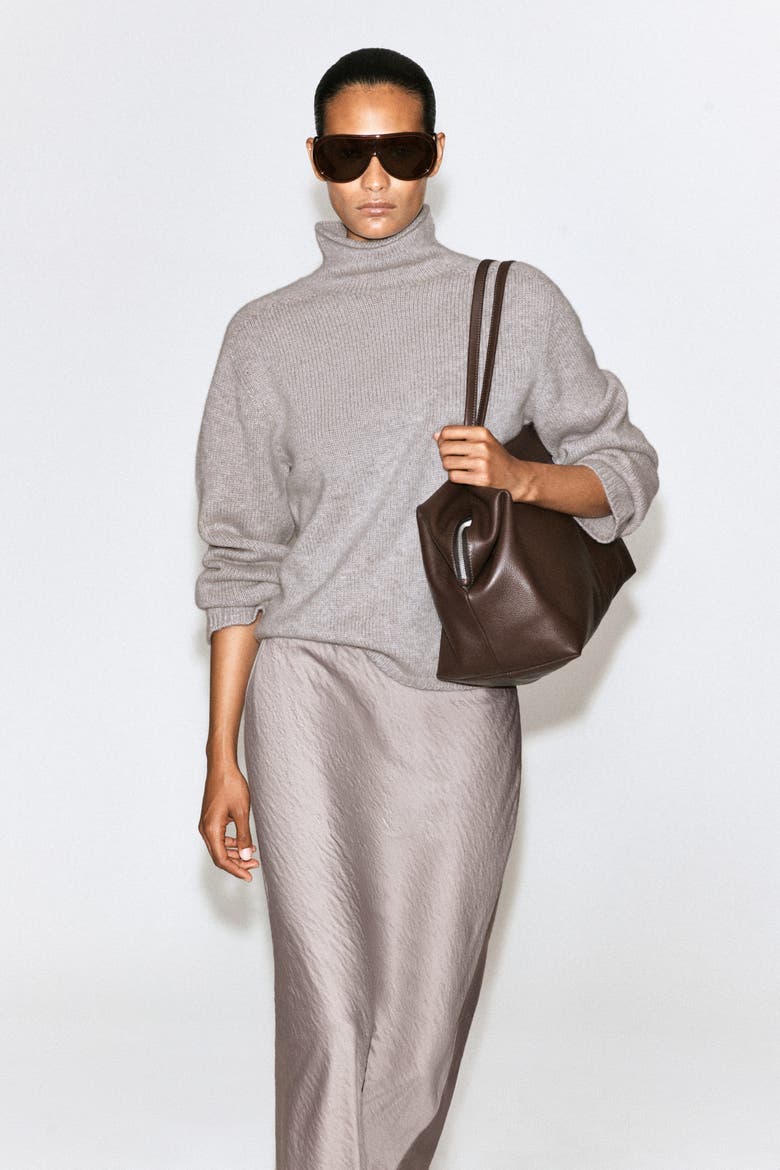 Cashmere Mock-Neck Sweater, Alternate, color, LIGHT GRAY MÉLANGE