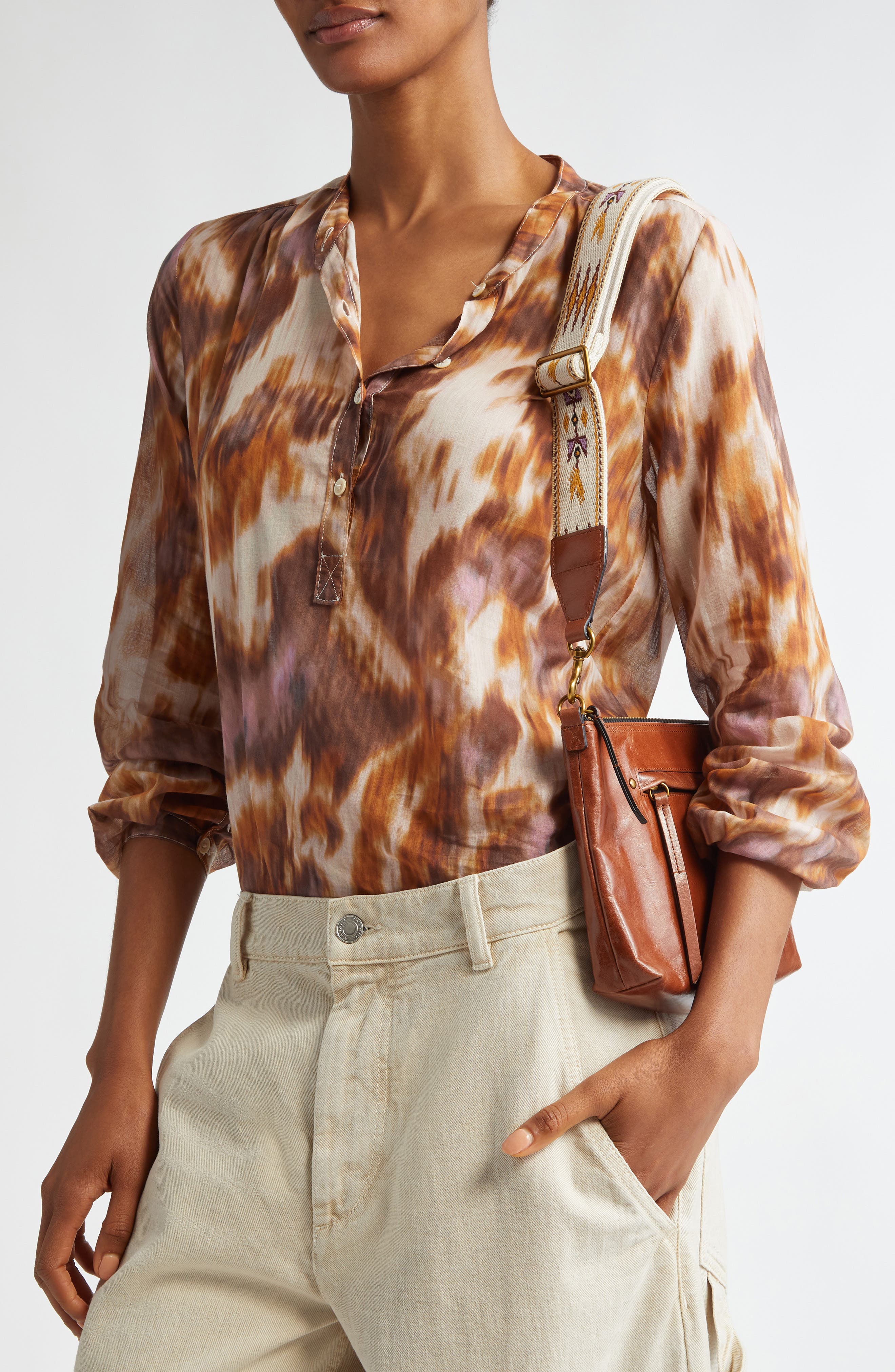 Isabel Marant Nessah Wardy Leather Shoulder Bag, Alternate, color, 