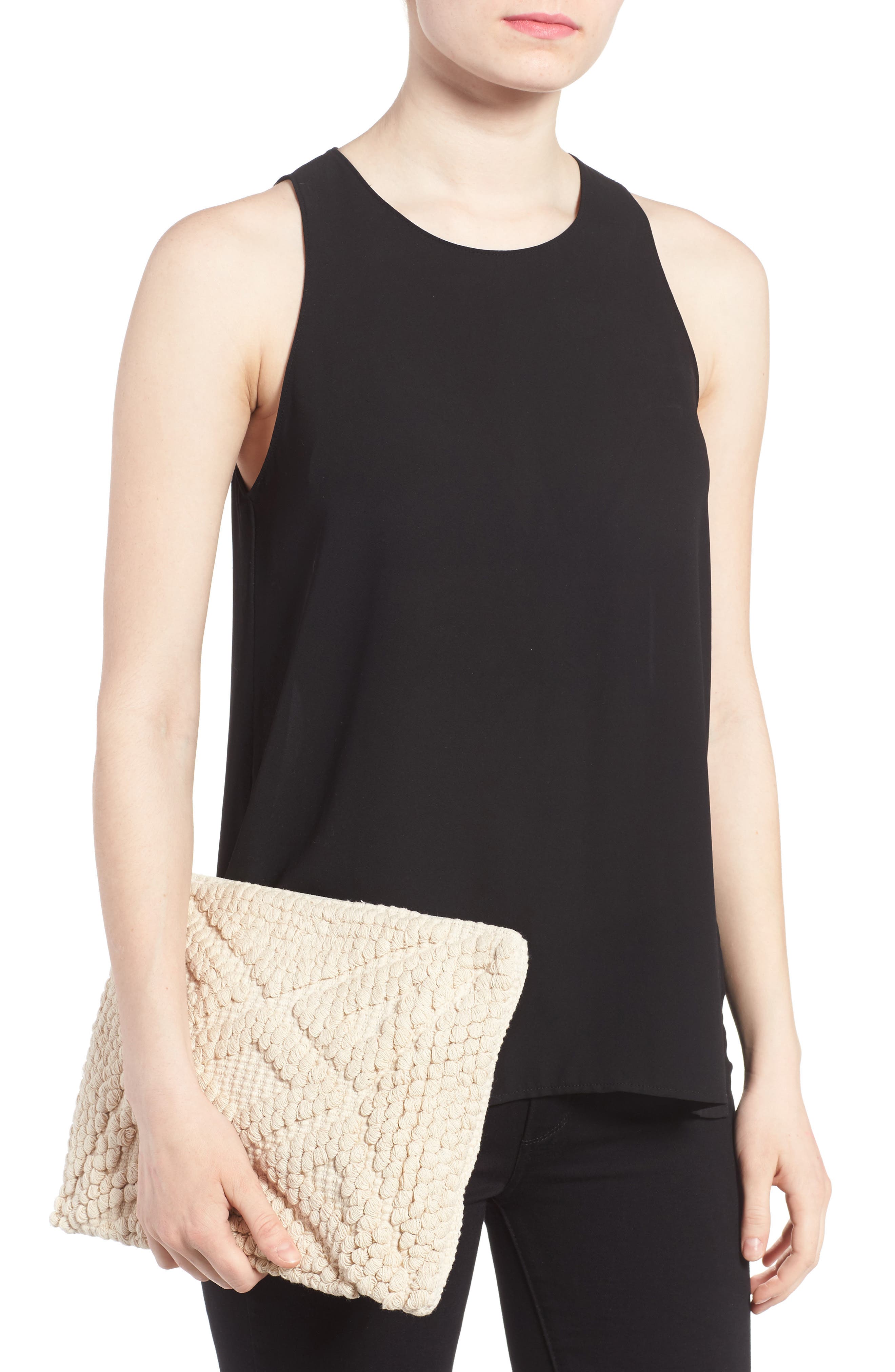 Palisades Tasseled Woven Clutch, Alternate, color, CREAM