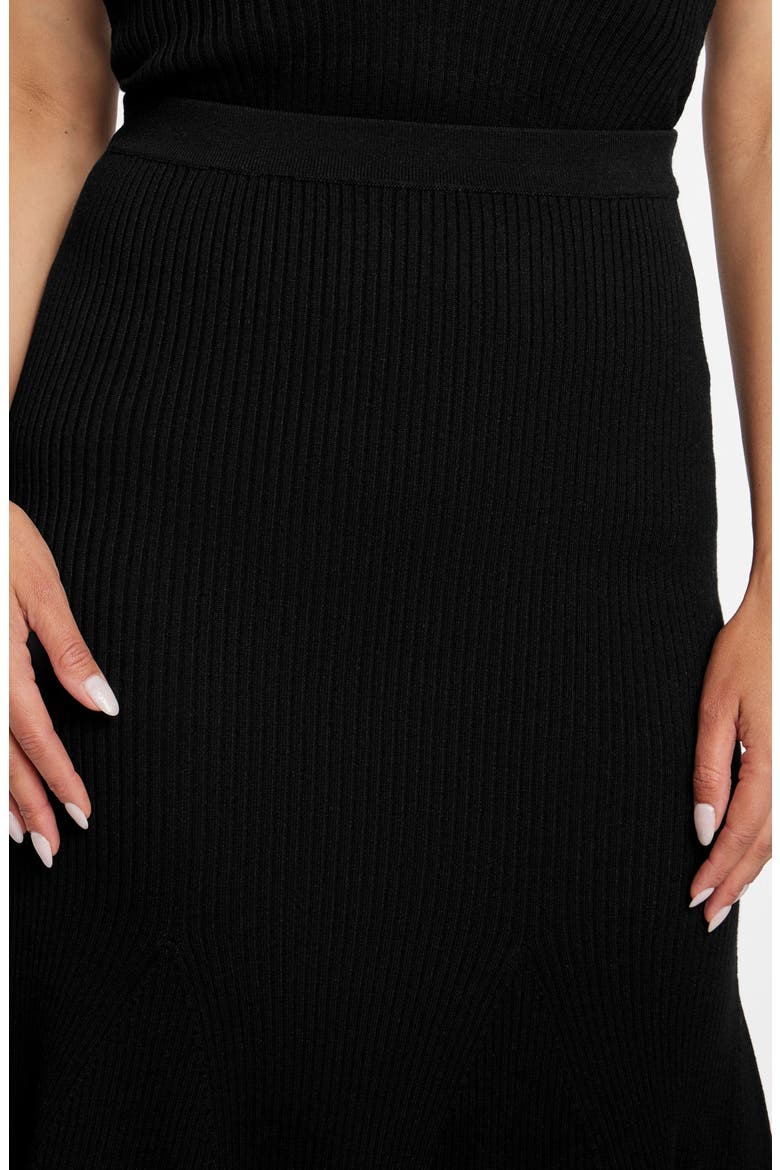 Agathe Rib Flare Sweater Skirt, Alternate, color, BLACK-BLACK