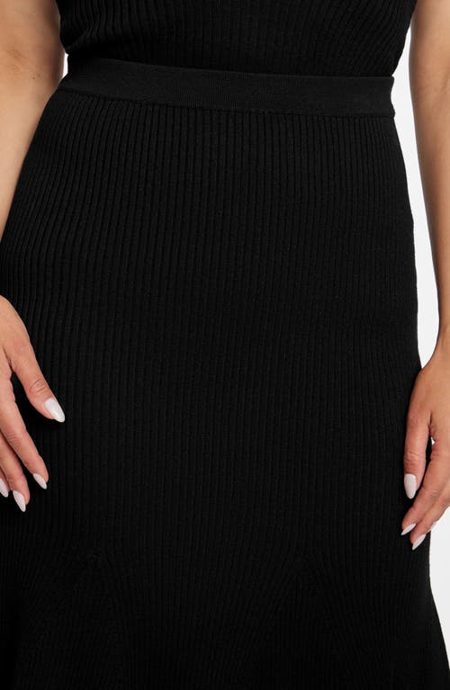 Marciano Agathe Rib Flare Sweater Skirt In Black