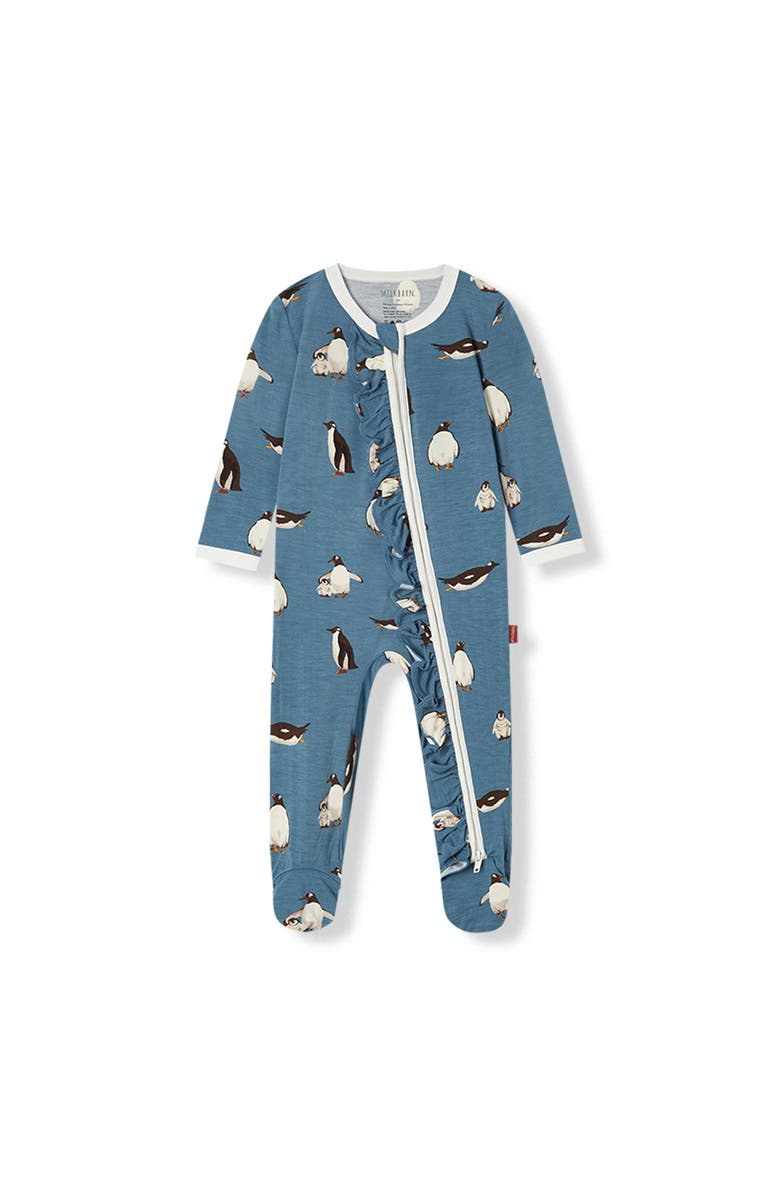 Milkbarn Luxe Stretch Ruffle Footed Romper, Main, color, Chipmunk