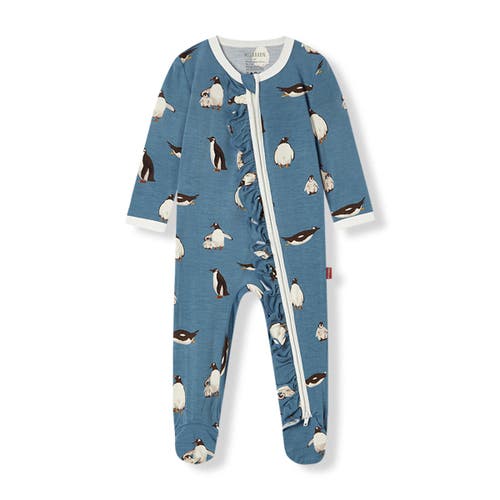 Milkbarn Luxe Stretch Ruffle Footed Romper In Brown