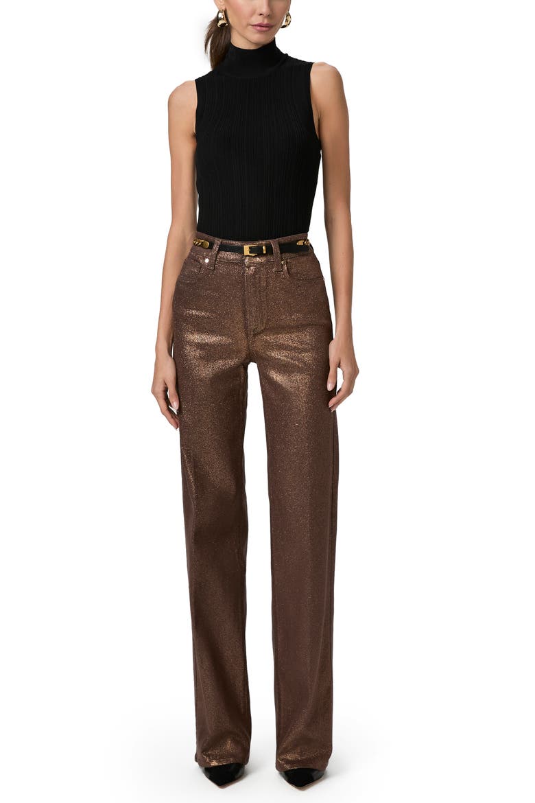 Sasha Coated High Waist Wide Leg Jeans, Alternate, color, BRHRNLUXE