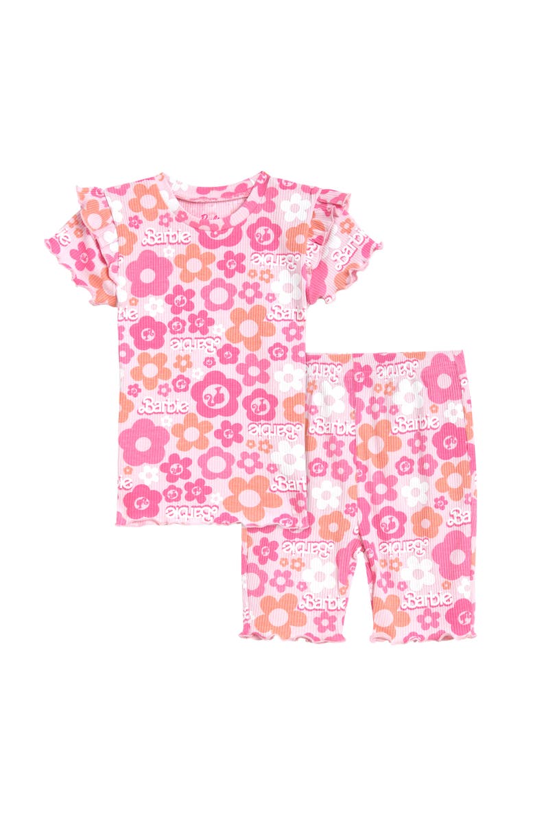 Barbie Ribbed T-Shirt & Shorts Set, Main, color, Pink