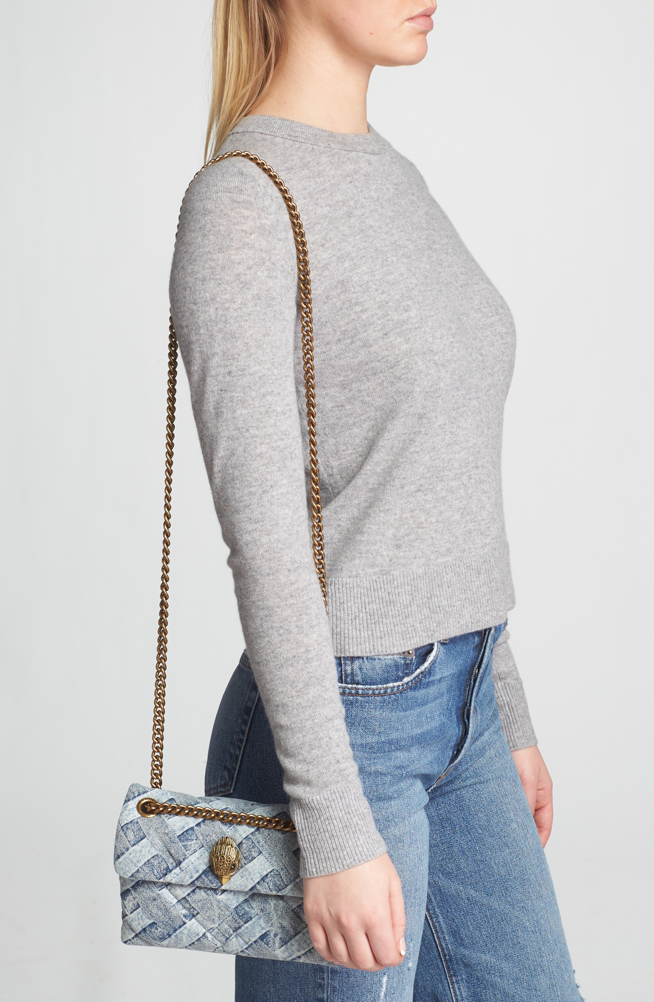 Kurt Geiger London Mini Kensington Denim Crossbody Bag, Alternate, color, Navy