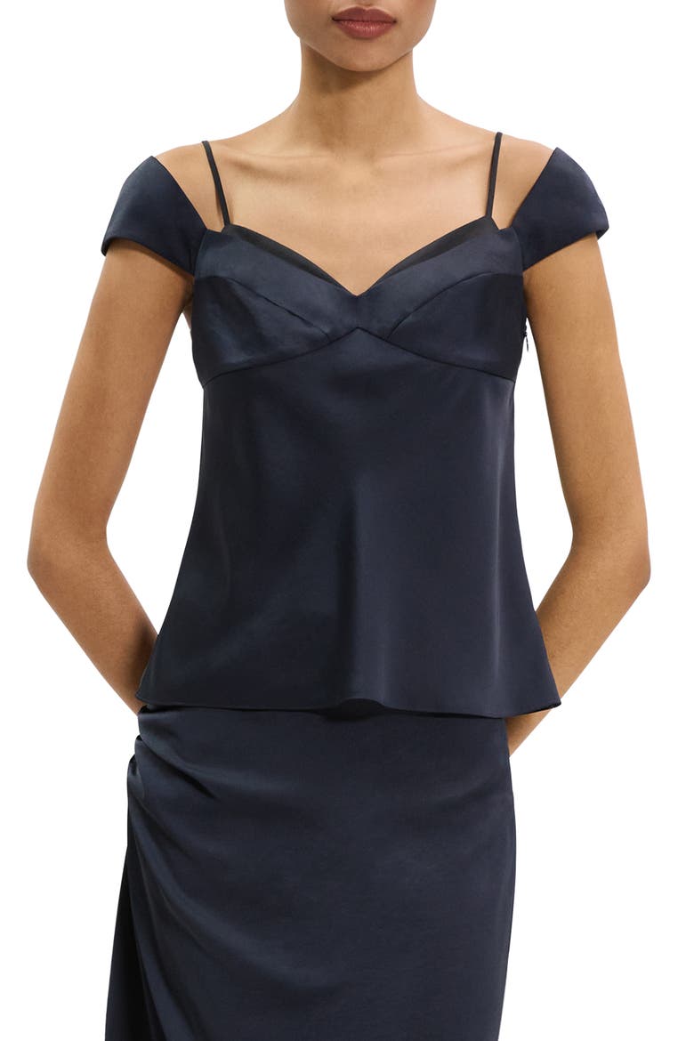 Peek Camisole Layered Look Sleeveless Top, Main, color, NAVY/ BLACK