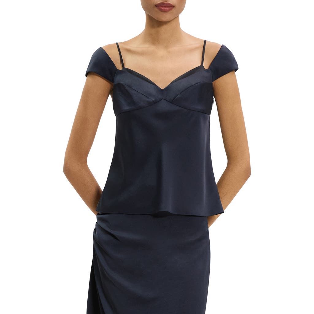 Theory Peek Camisole Layered Look Sleeveless Top In Blue