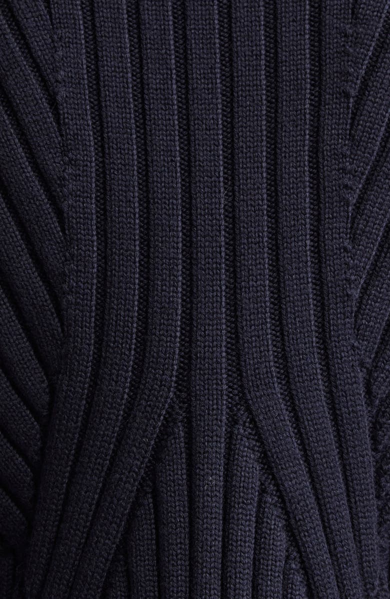 Moncler Quilted Down & Virgin Wool Knit Cardigan, Alternate, color, Navy Blue
