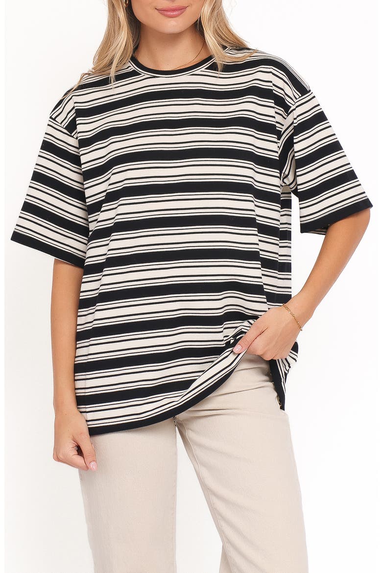 Zestora Stripe T-Shirt, Main, color, BLACK IVORY STRIPE