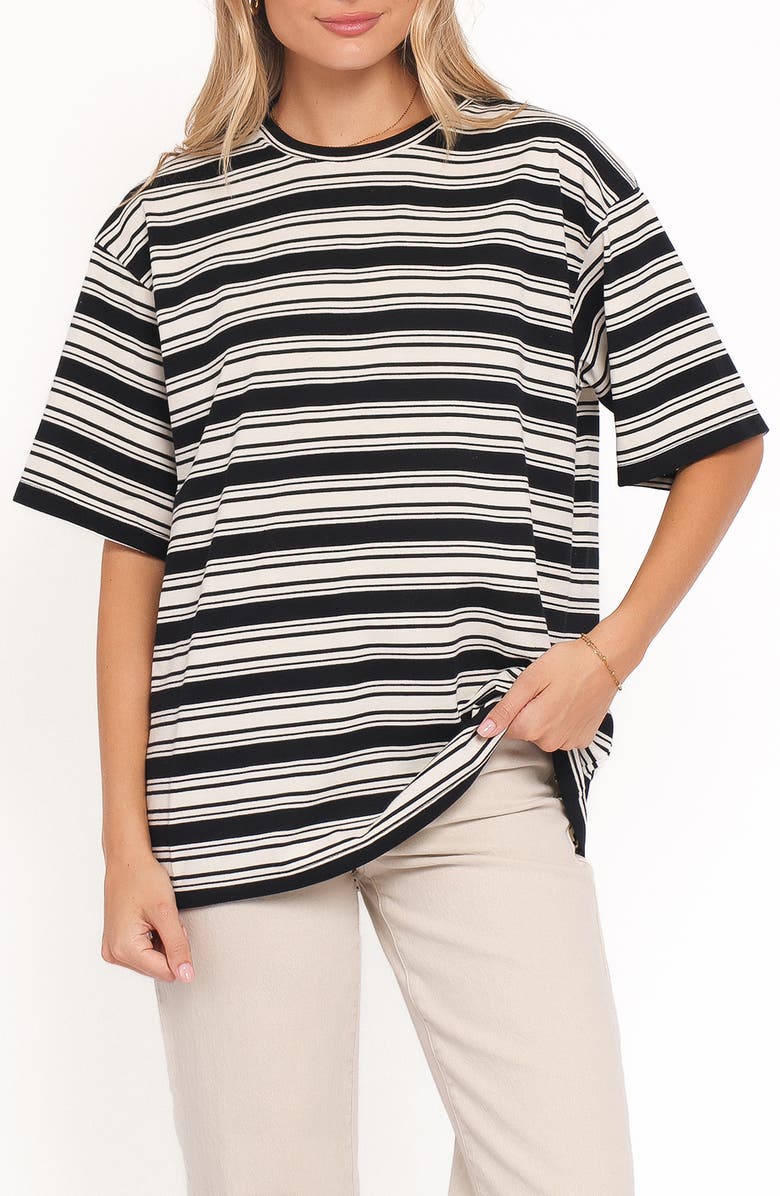 Petal & Pup Zestora Stripe T-Shirt, Main, color, Black Ivory Stripe