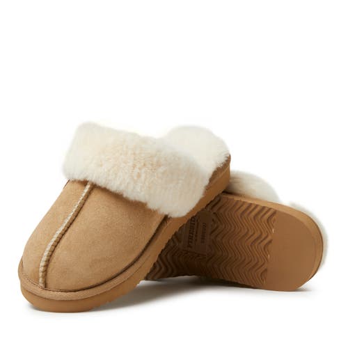 Dearfoams Fireside Melton Genuine Shearling Platform Scuff Slipper In Nude