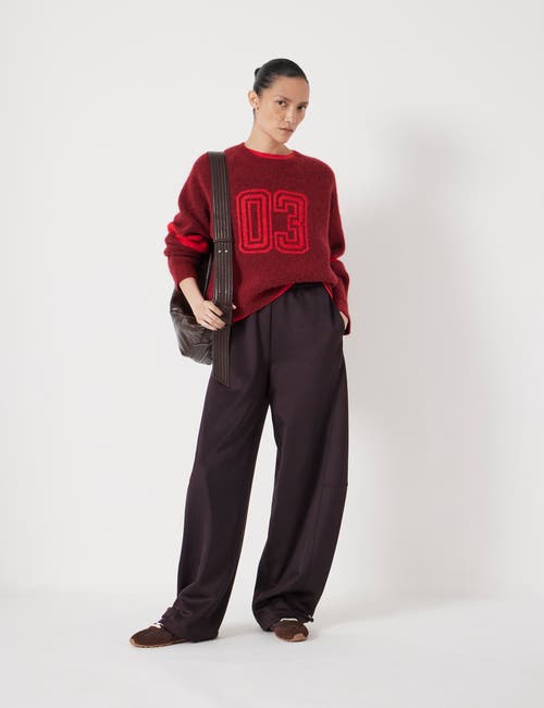 Hush Varsity Jacquard Wool Blend Sweater In Red