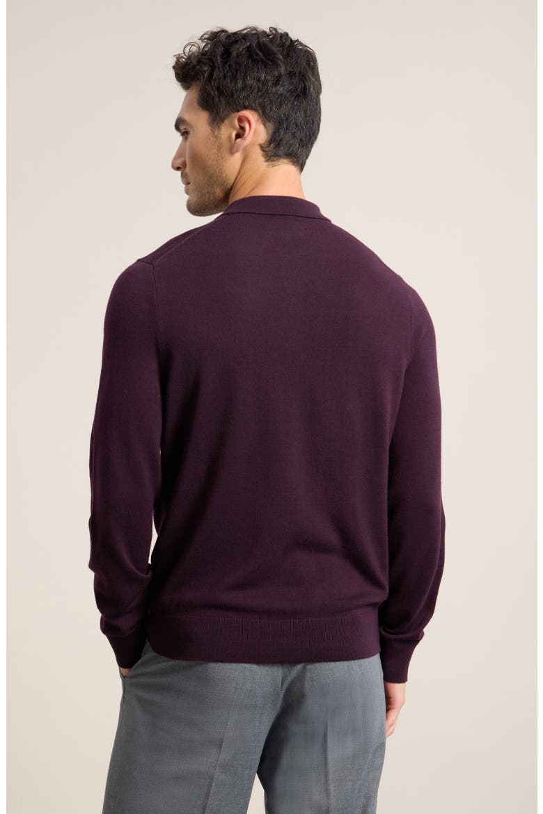 Washable Merino Wool Polo Sweater, Alternate, color, PURPLE PLUM