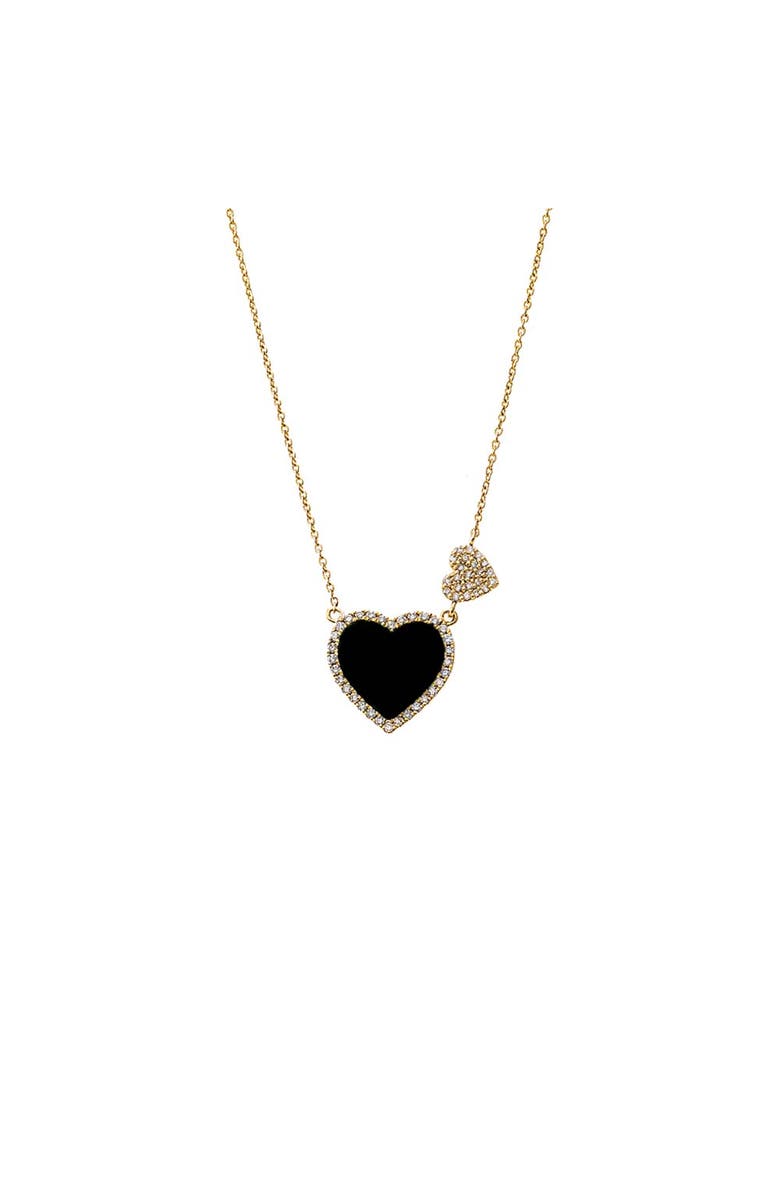 BY ADINA EDEN Diamond Pave Colored Stone Double Heart Necklace 14K, Main, color,