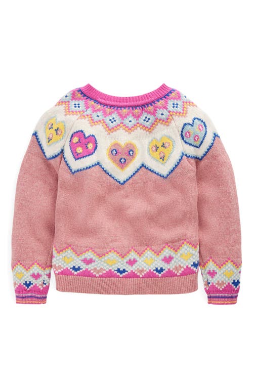 Mini Boden Kids' Edie Fair Isle Cardigan In Pink