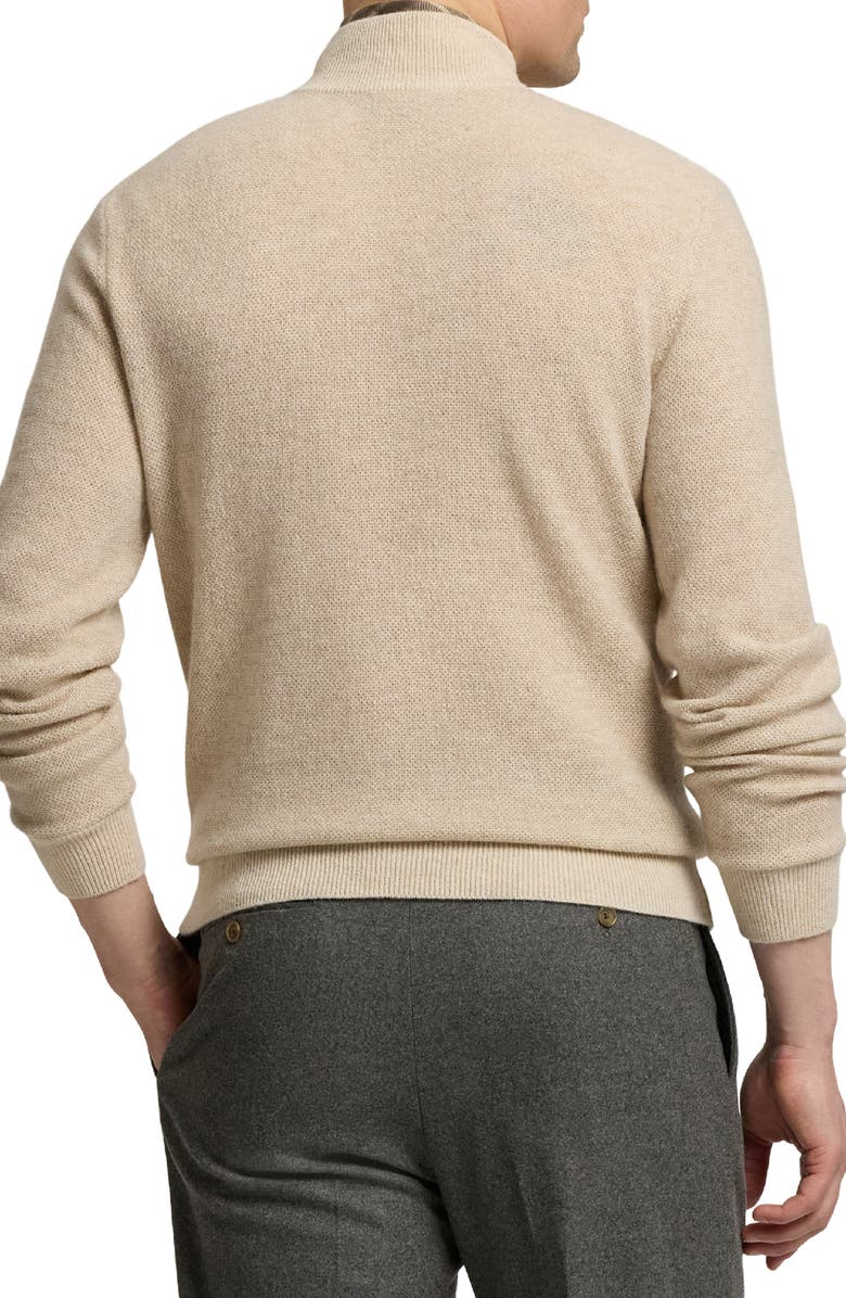 Ralph Lauren Purple Label Bird's Eye Cashmere Half Zip Sweater, Alternate, color, Summer Sand Multi