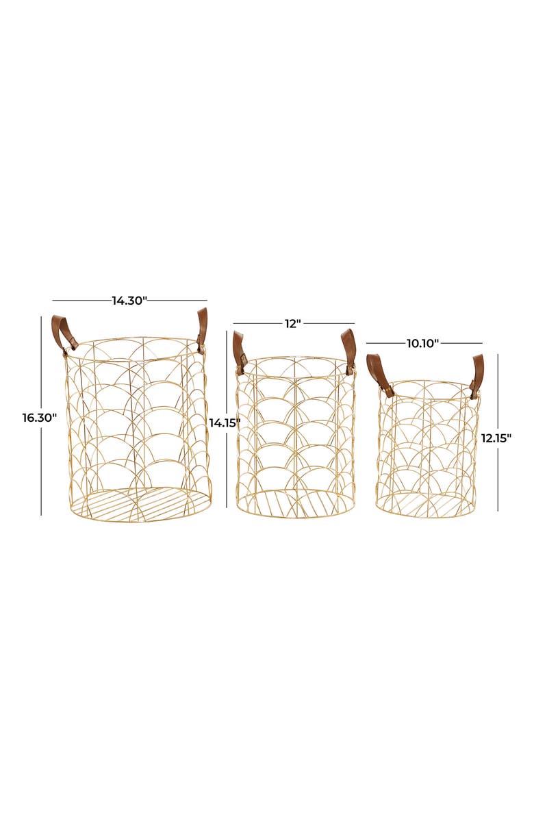 COSMO BY COSMOPOLITAN Goldtone Metal Glam Storage Basket - Set of 3, Alternate, color, Gold