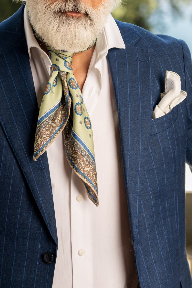 Orsini - Silk Neckerchief for Men, Alternate, color, Green
