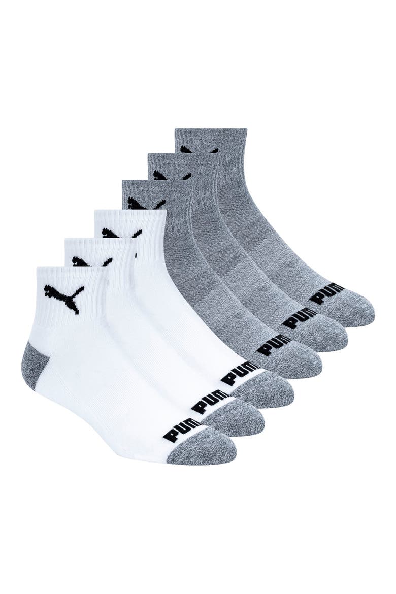 6-Pack Terry Quarter Length Socks, Alternate, color, WHITE/ MULTI