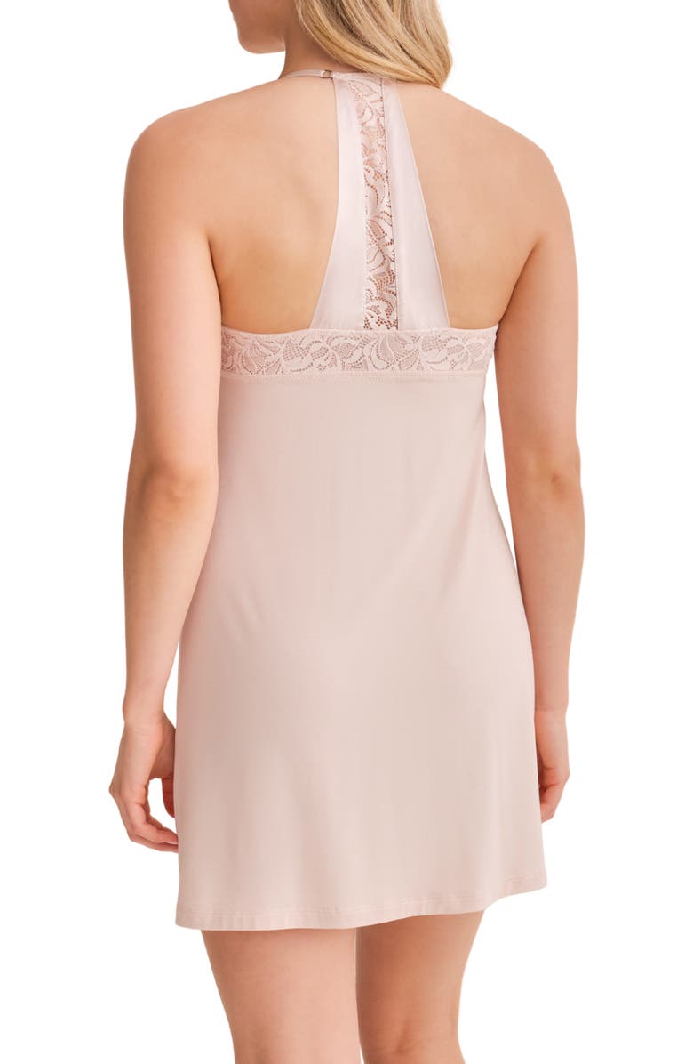 Fleur't Purely Yours Lace Trim Chemise, Alternate, color, Champagne