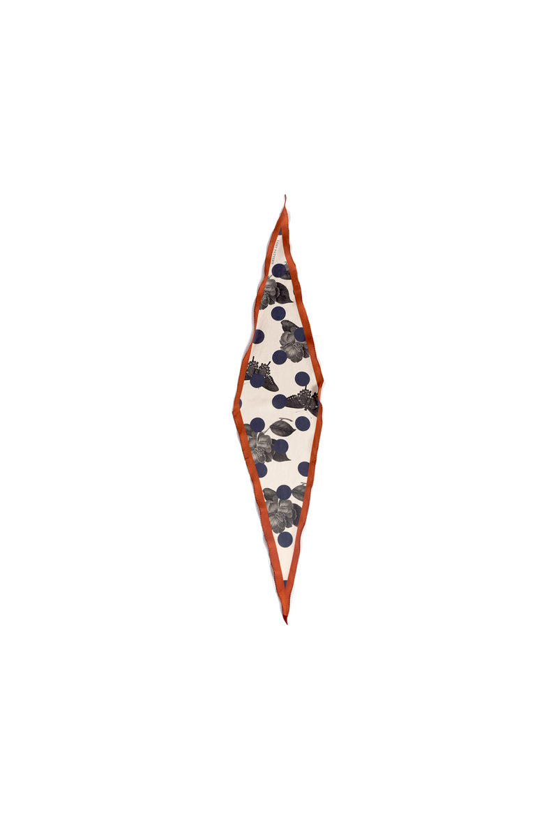 "Noir Floral" Silk Diamond Neckerchief, Main, color, Orange