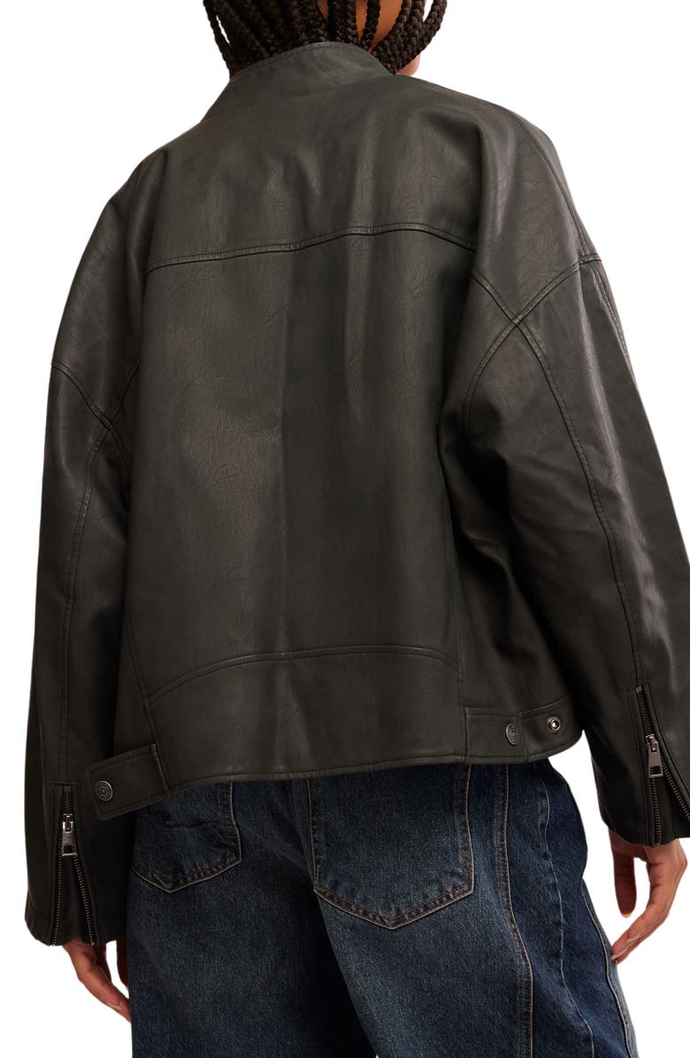 Free People Vinny Faux Leather Bomber Jacket, Alternate, color,